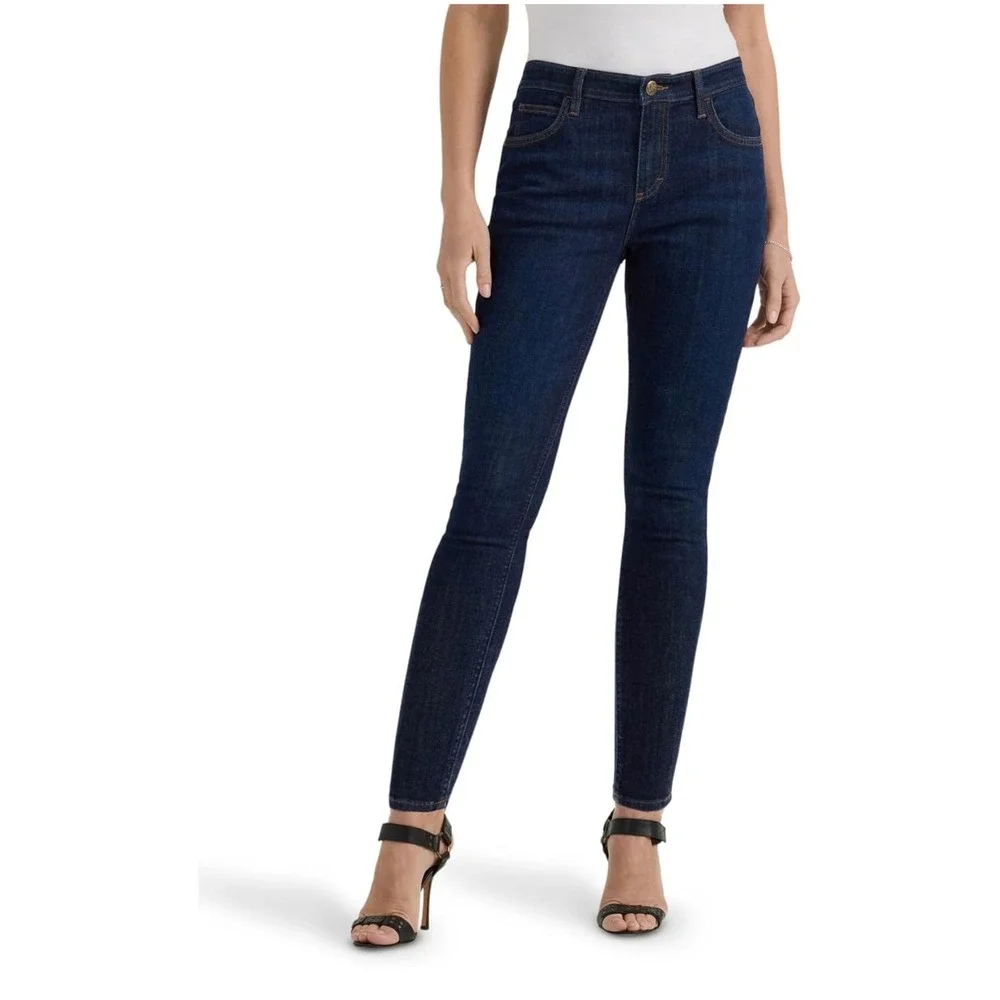 Lee Womens Legendary Skinny Mid Rise Jeans‎ Dark Wash Blue 8 Long 1000157438-22C
